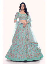 Load image into Gallery viewer, Firozi Soft Net Embroidered Designer Lehenga Choli Clothsvilla