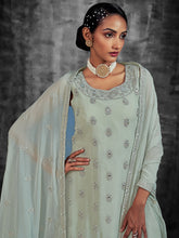 Load image into Gallery viewer, Classic Embroidered Green Georgette Stitched Kurta Set Clothsvilla