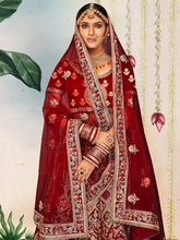 Load image into Gallery viewer, Maroon Embroidered Velvet Semi Stitched Lehenga With Unstitched Blouse Clothsvilla