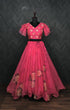 Load image into Gallery viewer, Full-Stitched Flower Print Pink Top With Lehenga