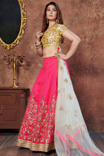 Load image into Gallery viewer, Stunning Hot Pink Thread Embroidered Mulberry Silk Bridal Lehenga Choli ClothsVilla
