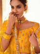 Load image into Gallery viewer, Mustard Embroidered Art Silk Semi Stitched Lehenga With Unstitched Blouse Clothsvilla