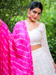 Load image into Gallery viewer, White Color Georgette Lucknowi Work Latest Lehenga Choli With Bandhej Dupatta Clothsvilla