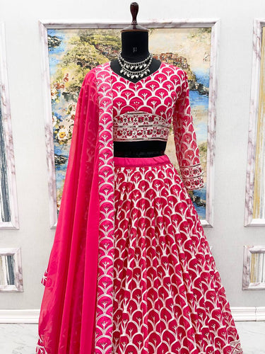 Function Wear Embroidery Sequence Work Pink Color Lehenga Choli Clothsvilla