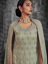 Load image into Gallery viewer, Green Embroidered Partywear Stitched Kurta Set Clothsvilla