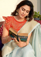 Load image into Gallery viewer, Baby Blue Zari Woven Tissue Silk Saree Clothsvilla