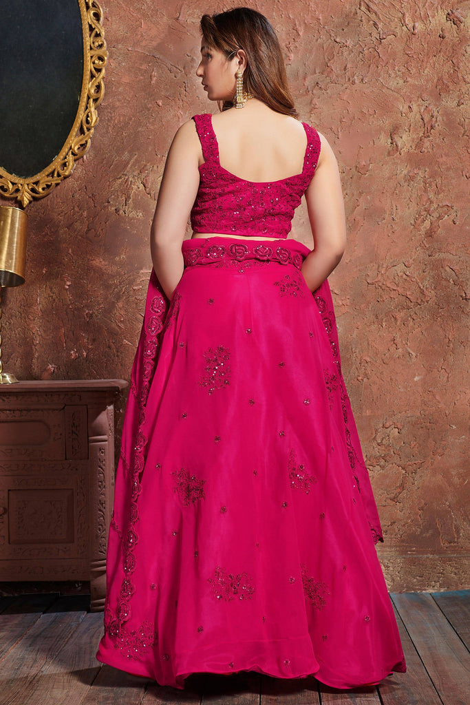 Alluring Pink Sequins Embroidered Georgette Wedding Lehenga Choli ClothsVilla