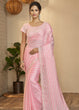 Load image into Gallery viewer, BABY PINK WOVEN SATIN SILK SAREE Clothsvilla