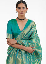 Load image into Gallery viewer, Persian Green Kanjivaram Soft Woven Silk Saree Clothsvilla