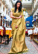 Load image into Gallery viewer, Dijon Yellow Designer Wear Woven Banarasi Silk Saree Clothsvilla