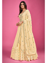 Load image into Gallery viewer, Yellow Pure Georgette Embroidered Gown Clothsvilla