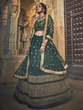 Load image into Gallery viewer, Green Embroidered Soft Net Semi Stitched Lehenga With Unstitched Blouse Clothsvilla