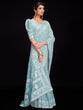 Load image into Gallery viewer, Blue Georgette Embroidered Saree With Unstitched Blouse Clothsvilla