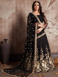 Load image into Gallery viewer, Black Embroidered Semi Stitched Lehenga With Unstitched Blouse Clothsvilla