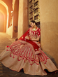 Load image into Gallery viewer, Red Embroidered Velvet Semi Stitched Lehenga With Unstitched Blouse Clothsvilla