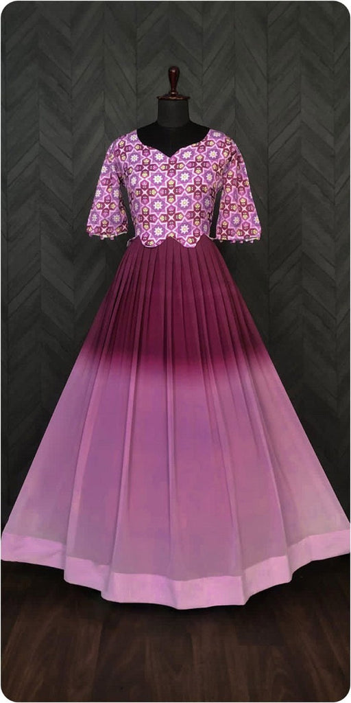 Georgette Wine Colo Lovely Pattern Long Gown