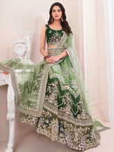 Load image into Gallery viewer, Oilve Soft Net Embroidered Semi Stitched Lehenga Choli Clothsvilla