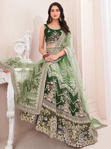 Oilve Soft Net Embroidered Semi Stitched Lehenga Choli Clothsvilla