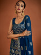 Load image into Gallery viewer, Embroidered Navy Blue Georgette Partywear Stitched Kurta Set Clothsvilla