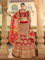 Red Velvet Semi Stitched Lehenga With Unstitched Blouse Clothsvilla