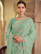 Load image into Gallery viewer, Green Satin Georgette Saree With Unstitched Blouse Clothsvilla