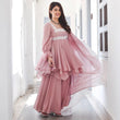 Load image into Gallery viewer, Peach Color Embroidery Work Georgette Palazzo Suit Clothsvilla