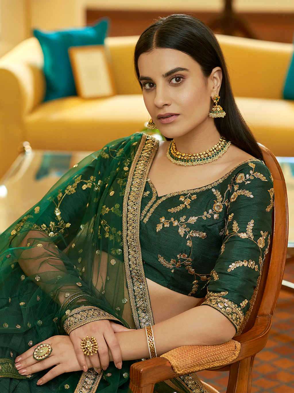 Green Art Silk Semi Stitched Lehenga With Unstitched Blouse Clothsvilla
