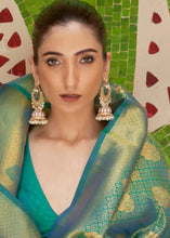 Load image into Gallery viewer, Persian Green Zari Woven Kanjivaram Silk Saree Clothsvilla