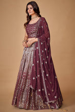 Load image into Gallery viewer, Purple Sequins Work Georgette Wedding Wear Lehenga Choli Clothsvilla