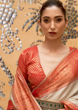 Load image into Gallery viewer, Daisy White Zari Woven Kanjivaram Silk Saree Clothsvilla