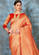Load image into Gallery viewer, Tangerine Orange Handloom Weave Kanjivaram Silk Saree : Special Wedding Edition Clothsvilla
