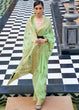 Load image into Gallery viewer, Mint Green Woven Linen Silk Saree Clothsvilla