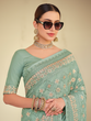 Load image into Gallery viewer, Sea Green Satin Georgette Saree With Unstitched Blouse Clothsvilla