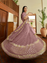 Load image into Gallery viewer, Lilac Georgette Semi Stitched Lehenga With Unstitched Blouse Clothsvilla