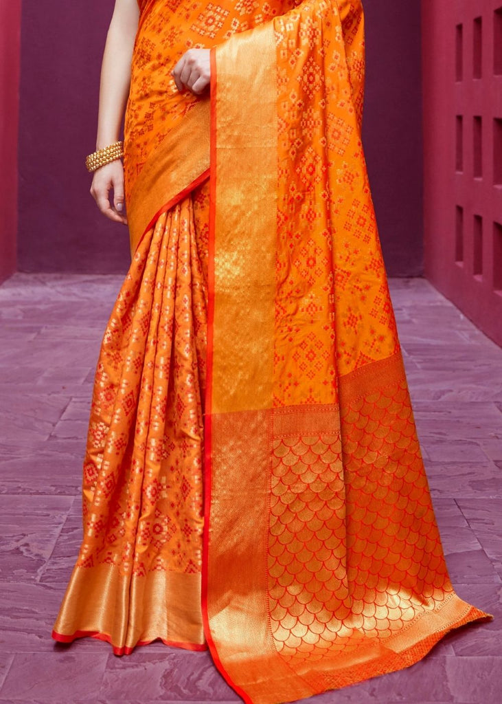 Papaya Orange Woven Patola Silk Saree Clothsvilla