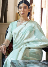 Load image into Gallery viewer, Tiffany Blue Lucknowi Chikankari Weaving Silk Saree Clothsvilla