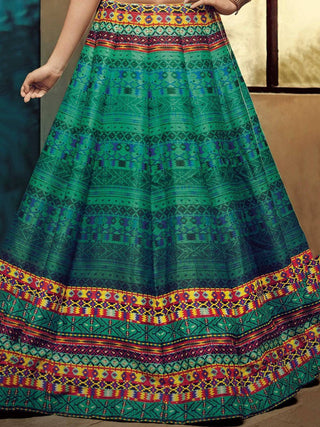 Green and Blue Designer Partywear Lehenga Choli ClothsVilla