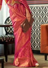 Load image into Gallery viewer, French Rose Pink Two Tone Handloom Weaving Banarasi Silk Saree Clothsvilla