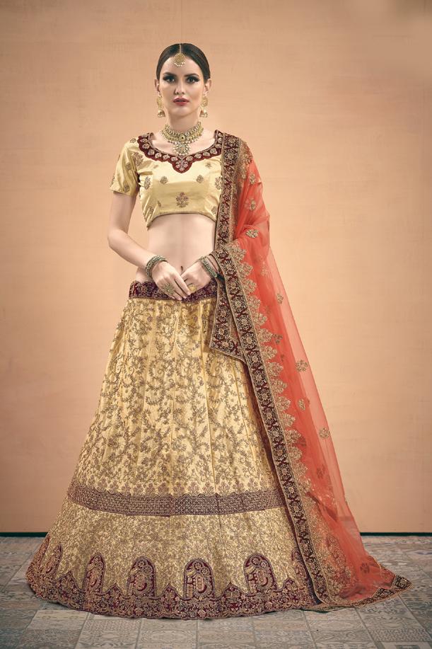 Sensational beige Colored Lehenga Choli With zari & Stone Work Clothsvilla