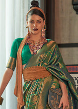 Load image into Gallery viewer, Viridian Green Two Tone Handloom Weaving Banarasi Silk Saree Clothsvilla