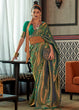 Load image into Gallery viewer, Viridian Green Two Tone Handloom Weaving Banarasi Silk Saree Clothsvilla