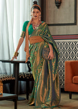 Load image into Gallery viewer, Viridian Green Two Tone Handloom Weaving Banarasi Silk Saree Clothsvilla