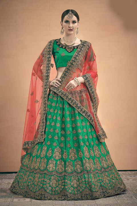 Gorgeous Green Colored Lehenga Choli With Dupatta For Party Wear Clothsvilla Main image