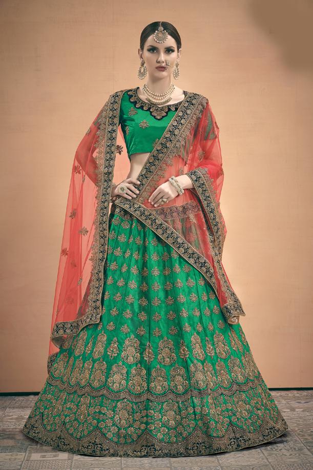 Gorgeous Green Colored Lehenga Choli With Dupatta For Party Wear Clothsvilla