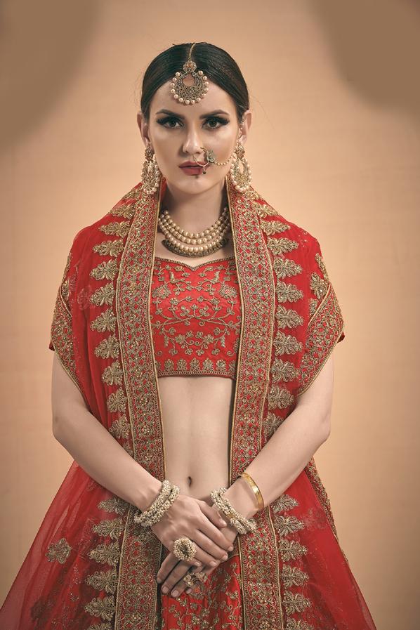 Bridal Wear Lehenga Choli With Dupatta Having Zari & Stone Work Clothsvilla