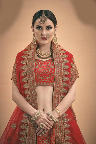 Bridal Wear Lehenga Choli With Dupatta Having Zari & Stone Work Clothsvilla
