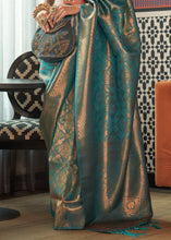 Load image into Gallery viewer, Cerulean Blue Two Tone Handloom Weaving Banarasi Silk Saree Clothsvilla