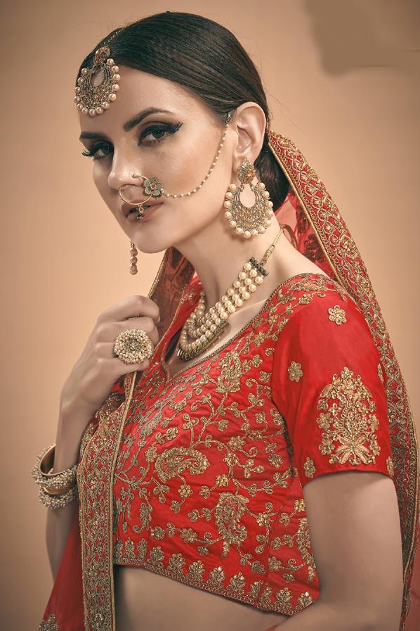 Bridal Wear Lehenga Choli With Dupatta Having Zari & Stone Work Clothsvilla