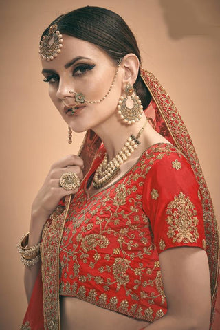 Bridal Wear Lehenga Choli With Dupatta Having Zari & Stone Work Clothsvilla