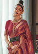 Load image into Gallery viewer, Hibiscus Maroon Red Two Tone Handloom Weaving Banarasi Silk Saree Clothsvilla